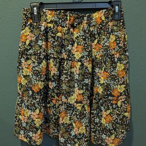 LOFT Floral Mini Skirt - Black and Orange